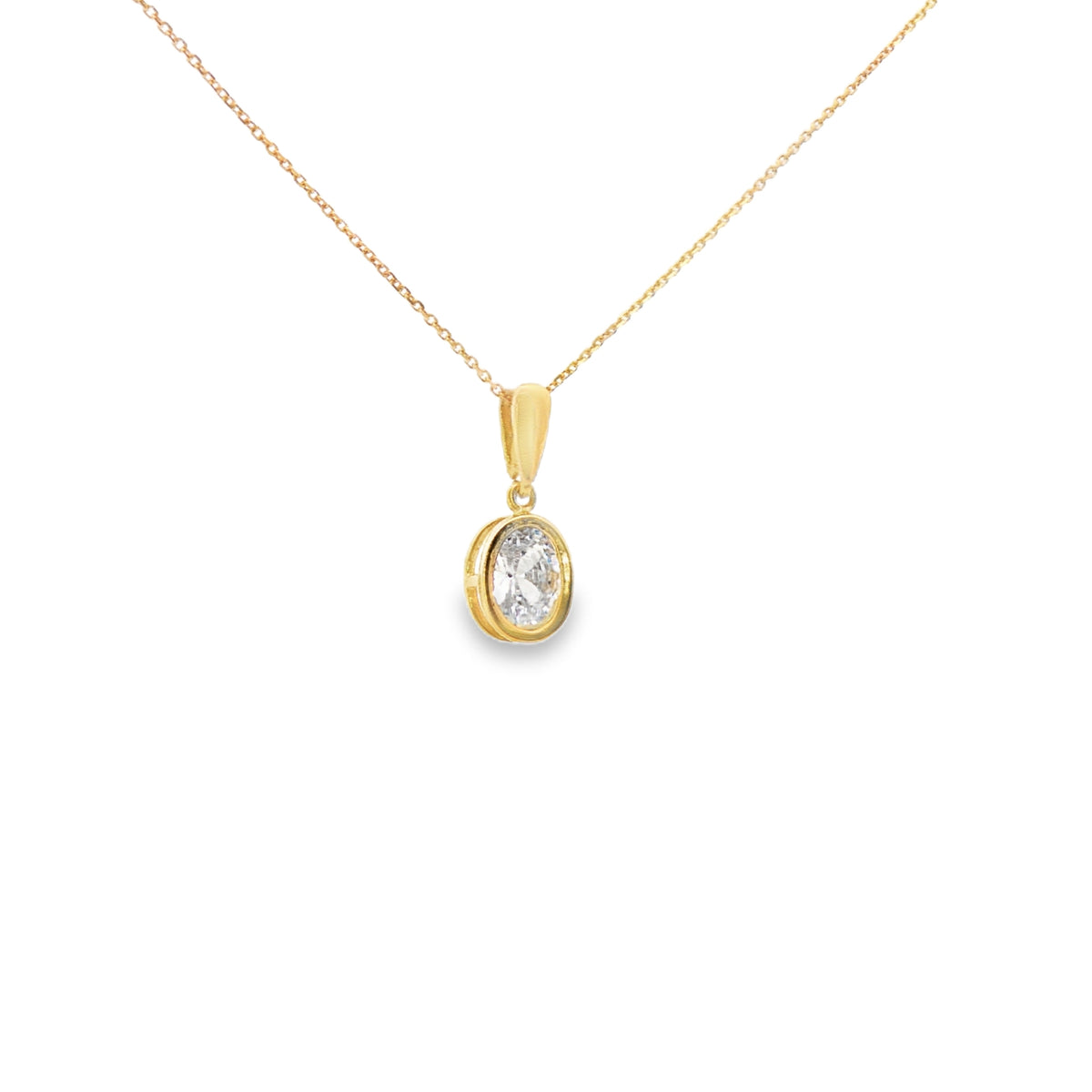 Fine Chain with an Oval Stone 14k Gold