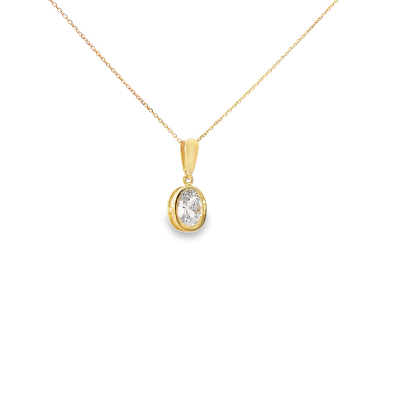 Fine Chain with an Oval Stone 14k Gold