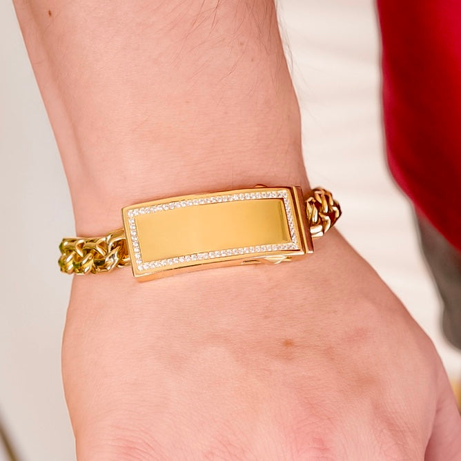 Men's Bracelet Fancy with Stones 14k Gold
