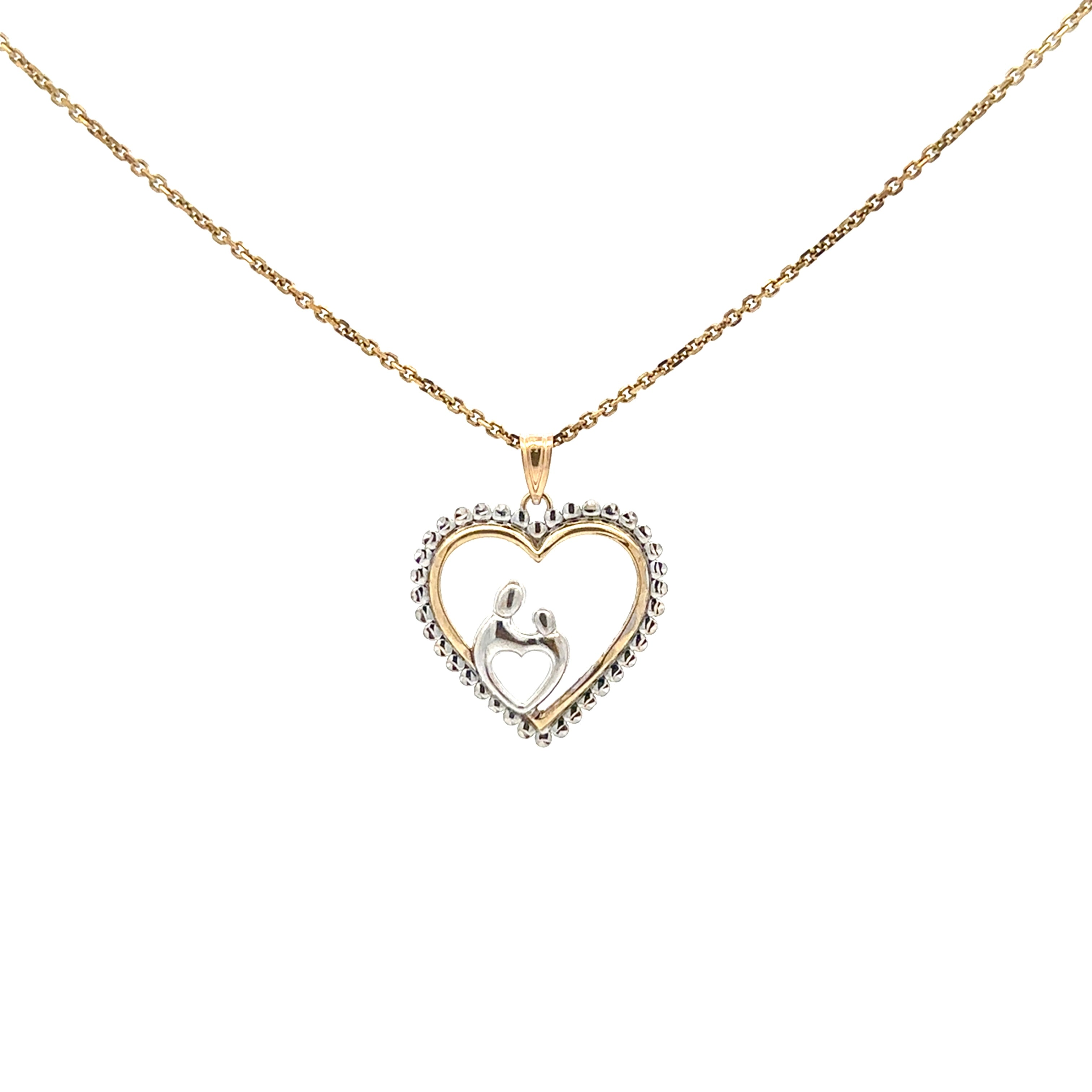 Heart Mom and Child Charm 10k Gold