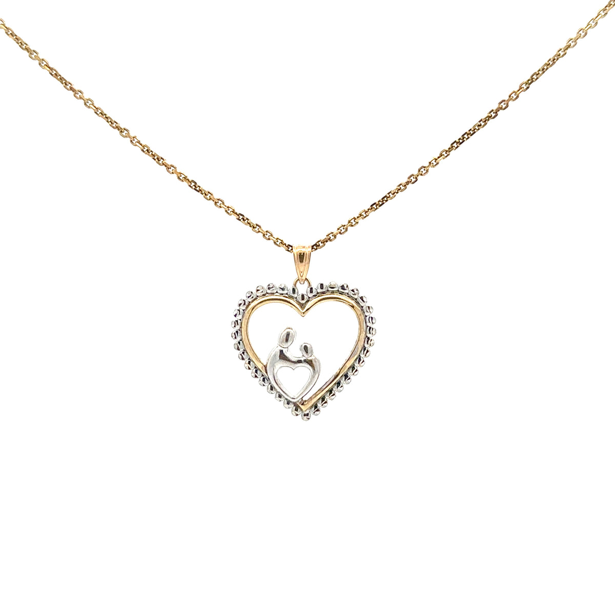 Heart Mom and Child Charm 10k Gold