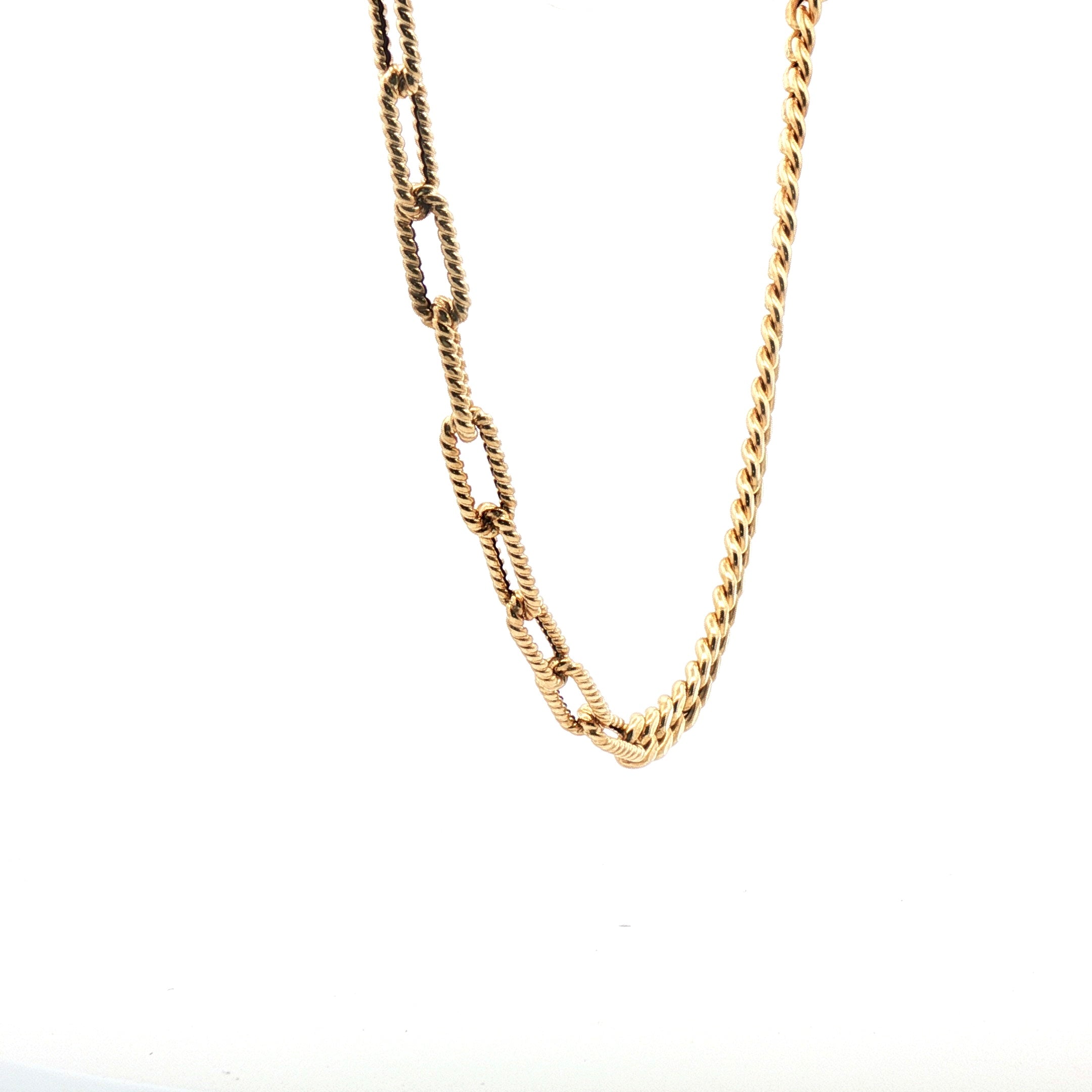 Paper Clip link and Cuban link Necklace 14k Gold