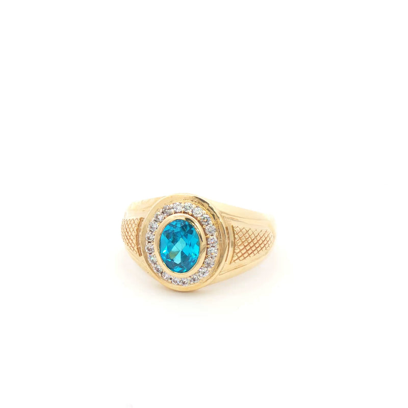Men's Ring with Light Blue Topaz 10k Gold