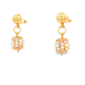 Elaborate Pearl Earrings 14k Gold