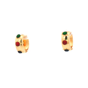 Hoop Earrings with Enamel Stones 14k Gold