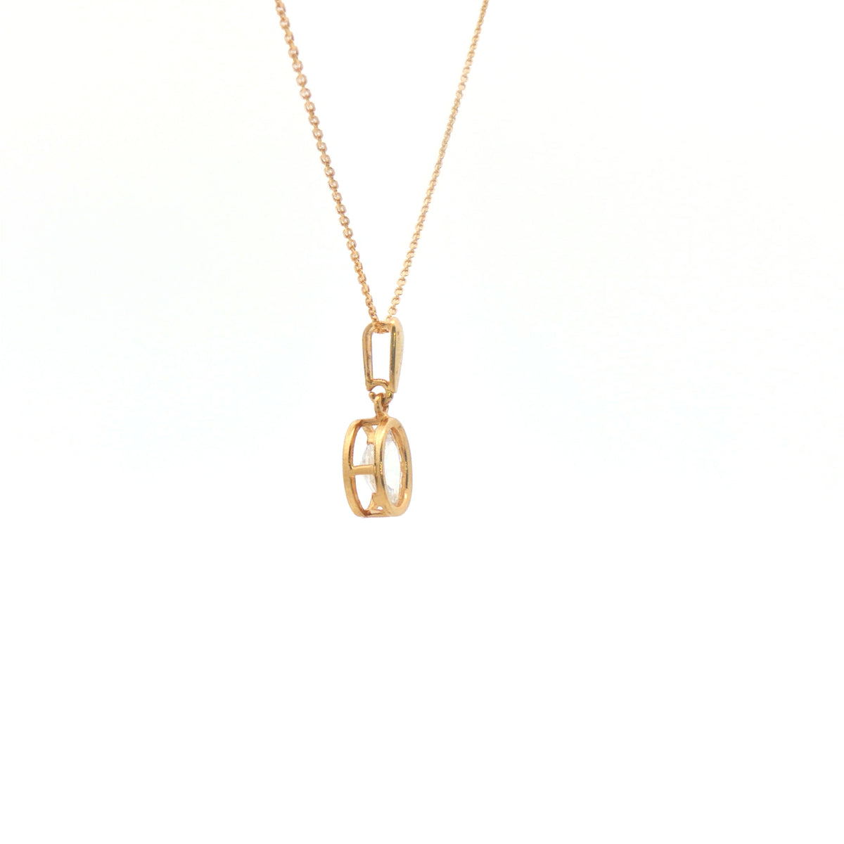Fine Chain with an Oval Stone 14k Gold
