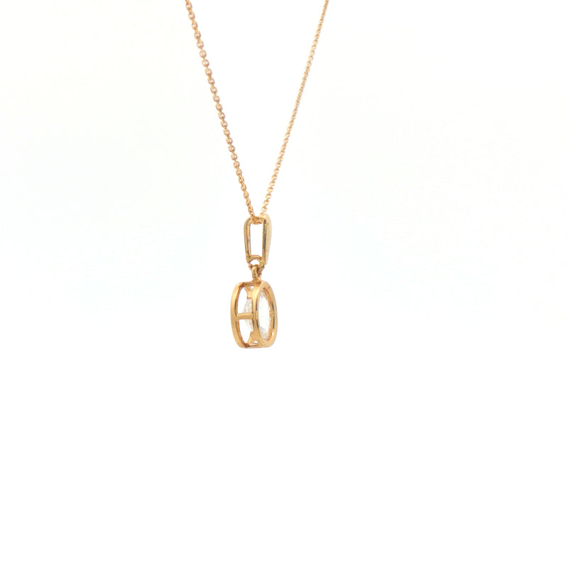 Fine Chain with an Oval Stone 14k Gold