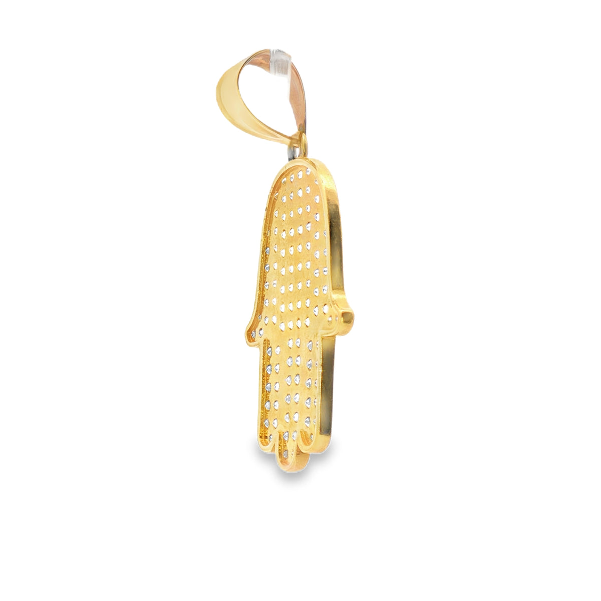 Hamsa Hand Charm with Stones 14k Gold