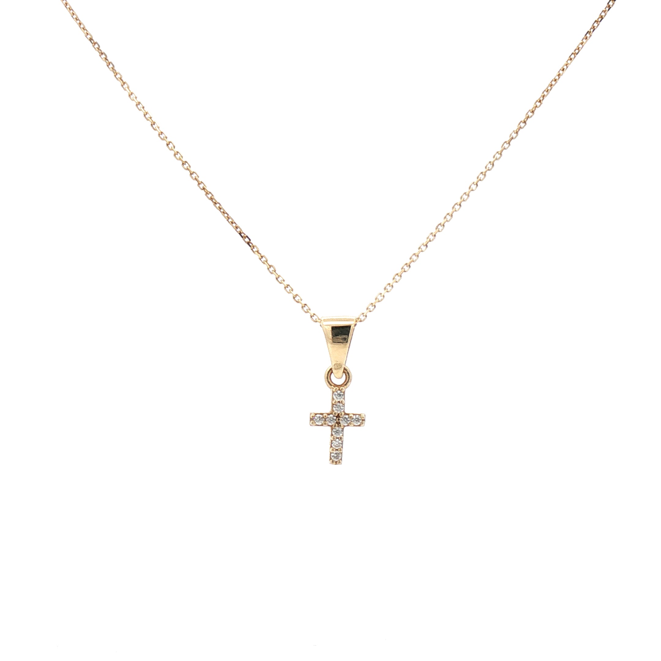Fine necklace with Cross Charm 14k Gold