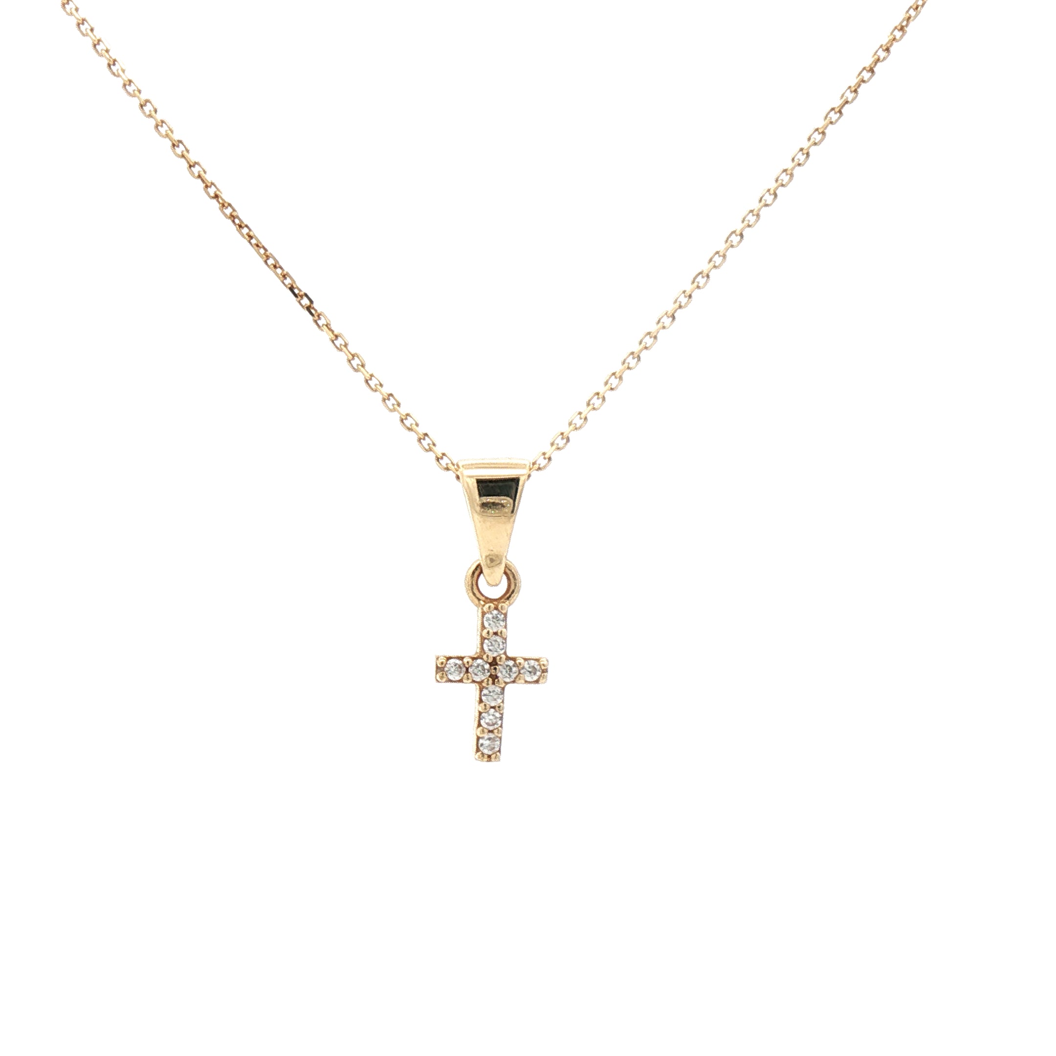 Fine necklace with Cross Charm 14k Gold
