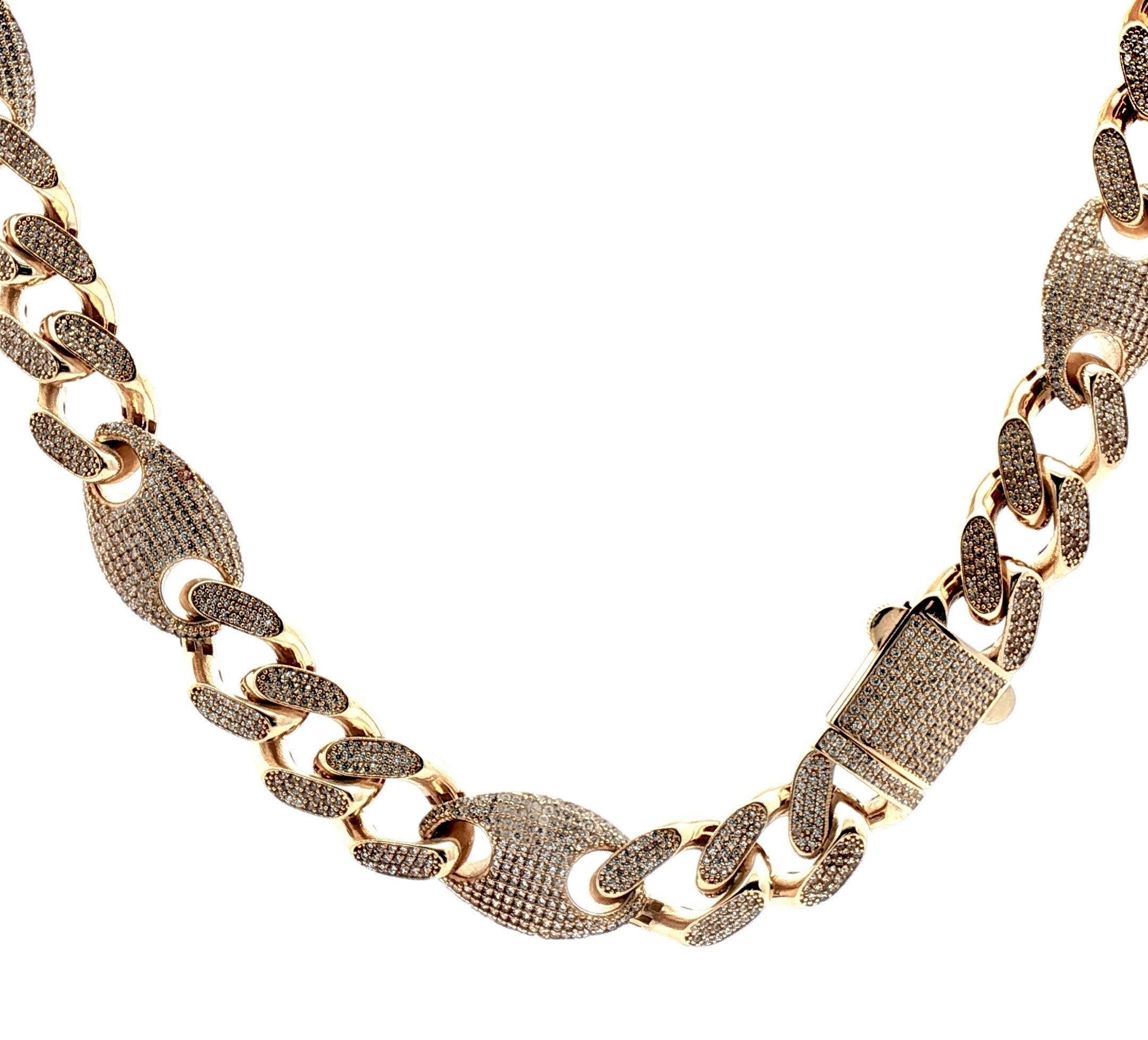 Gucci and Cuban With Stones Chain 14k Gold