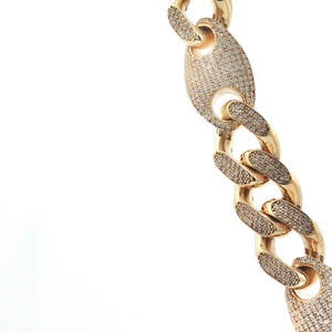 Gucci and Cuban With Stones Chain 14k Gold