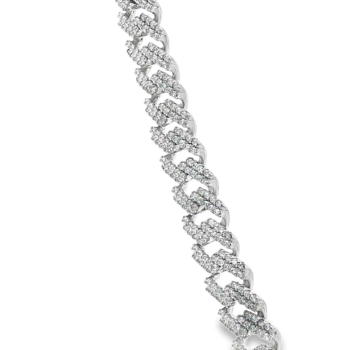 Cuban with Stones Necklaces Silver 925