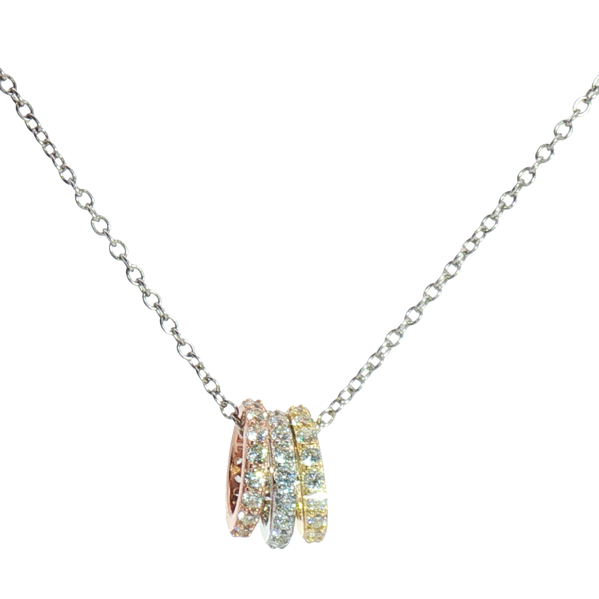 3 Rings 3 Tones Necklaces Silver 925
