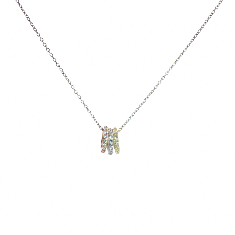 3 Rings 3 Tones Necklaces Silver 925