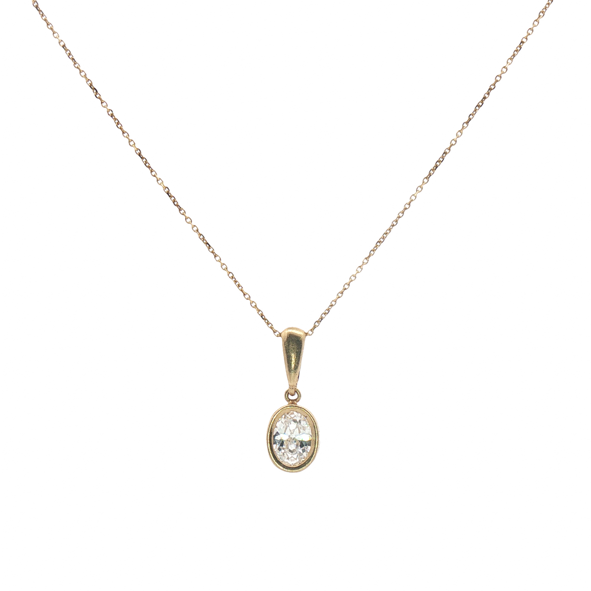 Fine Necklace With Oval Stone Pendant