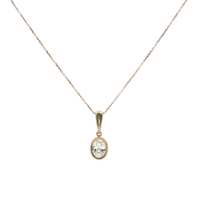 Fine Necklace With Oval Stone Pendant