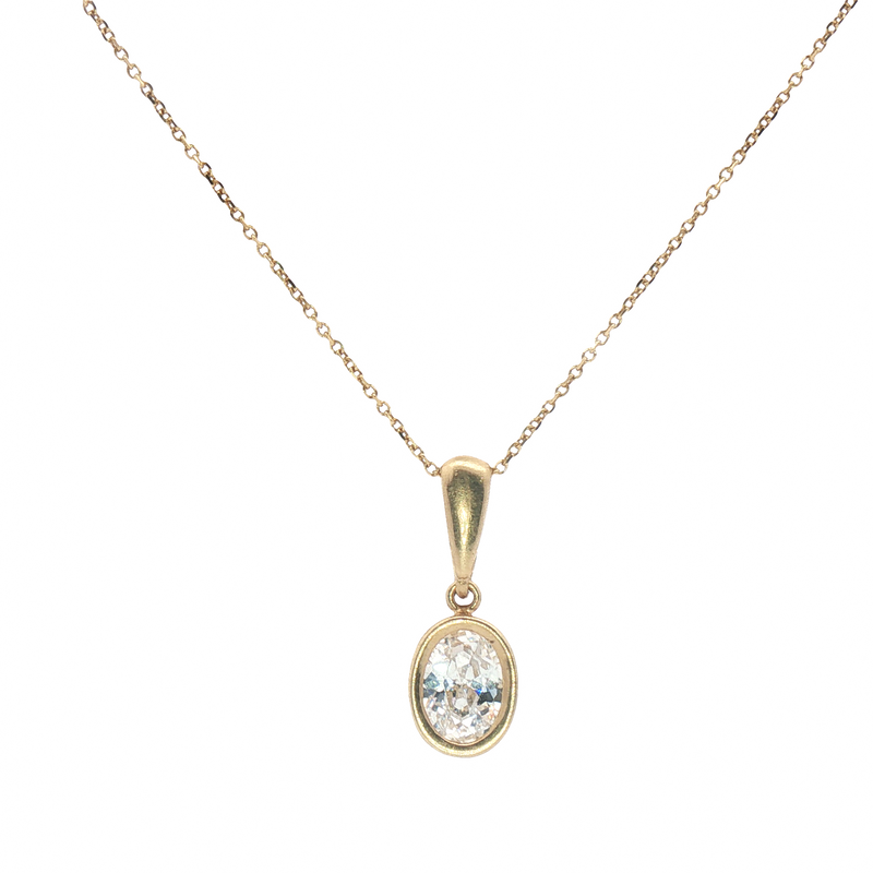 Fine Necklace With Oval Stone Pendant