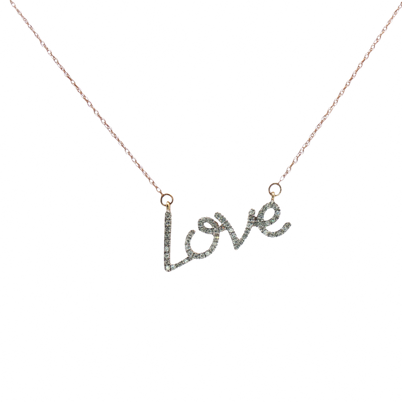 Fine Necklace With Love Diamond Pendant